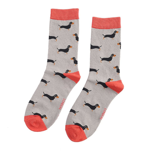 Miss Sparrow Bamboo Sausage Dog Socks - Grey