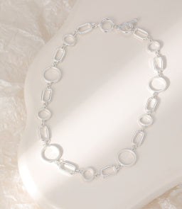 Gracee Short Silver Geometric Necklace