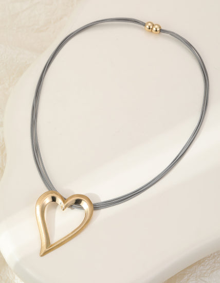 Gracee Short Heart Cord Necklace