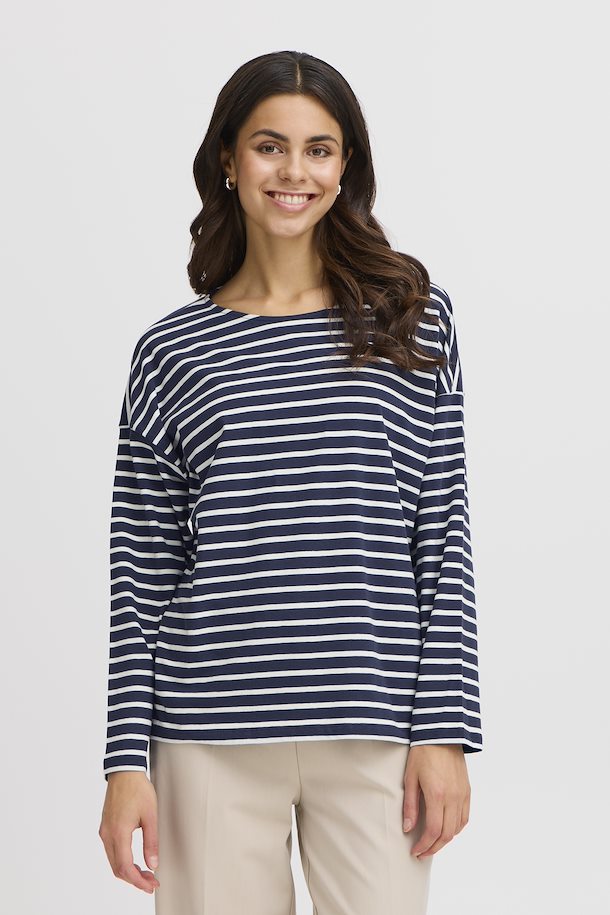 Fransa Siva Long Sleeve Top - Navy