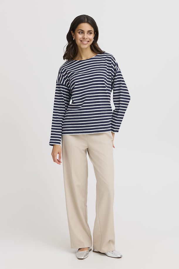 Fransa Siva Long Sleeve Top - Navy