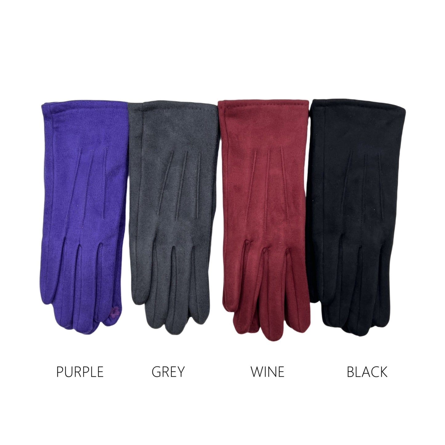 Faux-Suede Plain Gloves - Choice of Colours