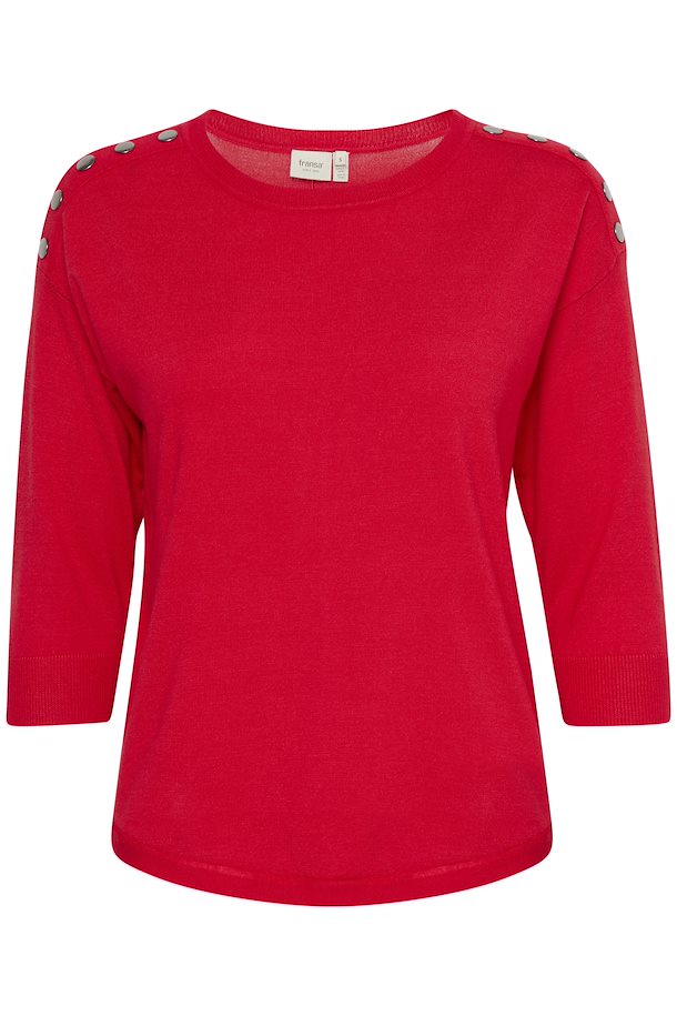 Fransa Basic Button Sweater - Red