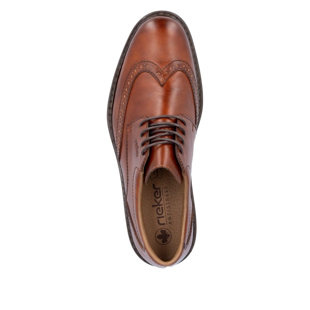 Rieker 17620 Mens Laced Leather Shoes - Brown
