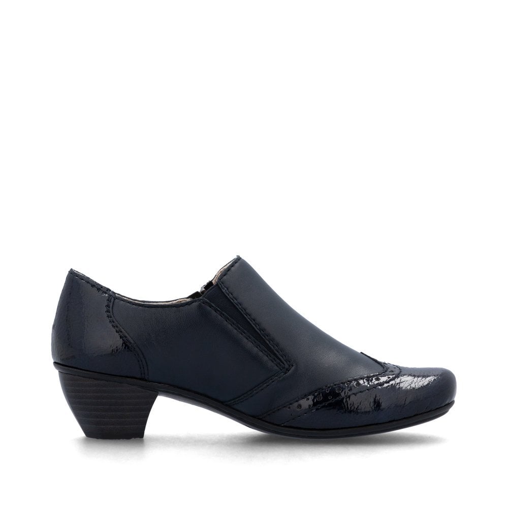 Rieker 41757 Ladies Leather Zipped Shoes - Navy