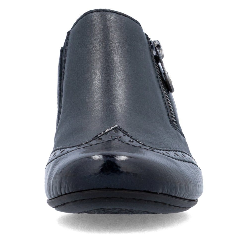 Rieker 41757 Ladies Leather Zipped Shoes - Navy