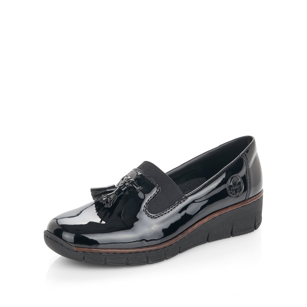 Rieker 53751 Slip On Patent Shoes - Black