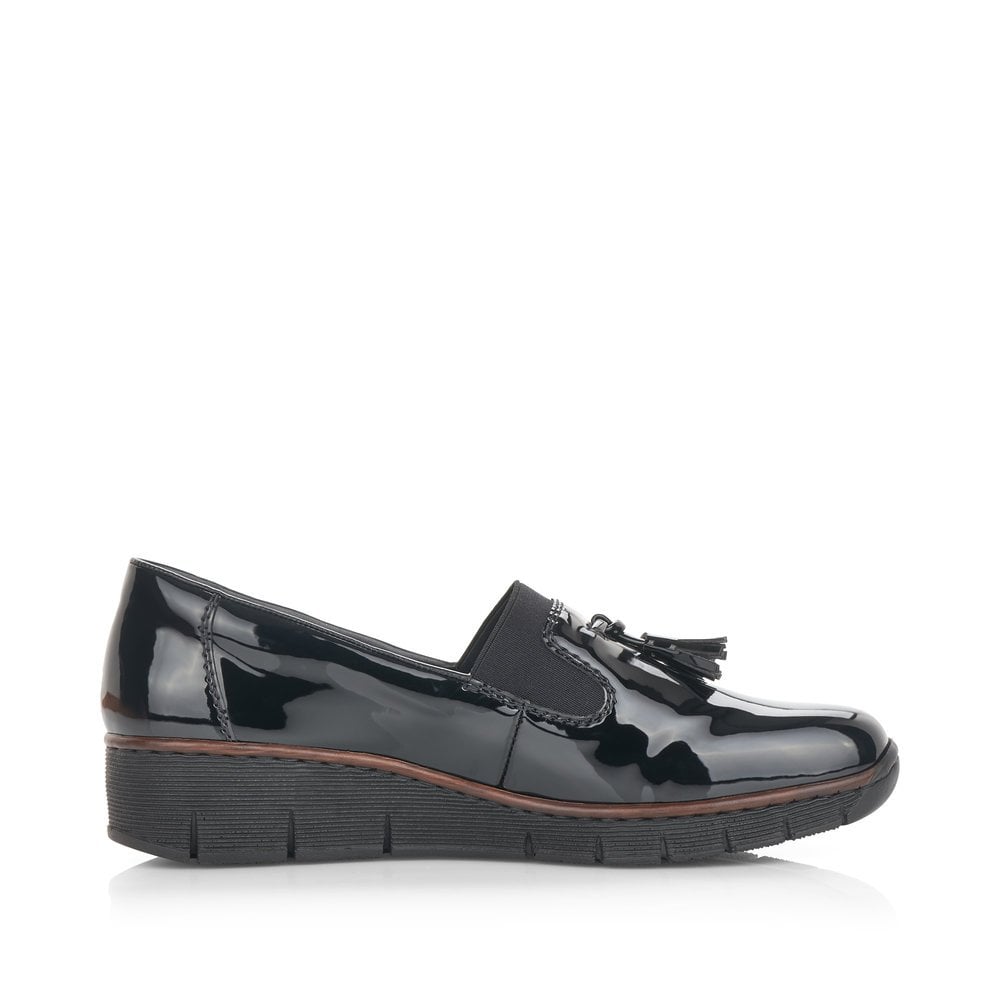 Rieker 53751 Slip On Patent Shoes - Black