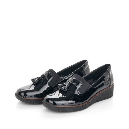 Rieker 53751 Slip On Patent Shoes - Black