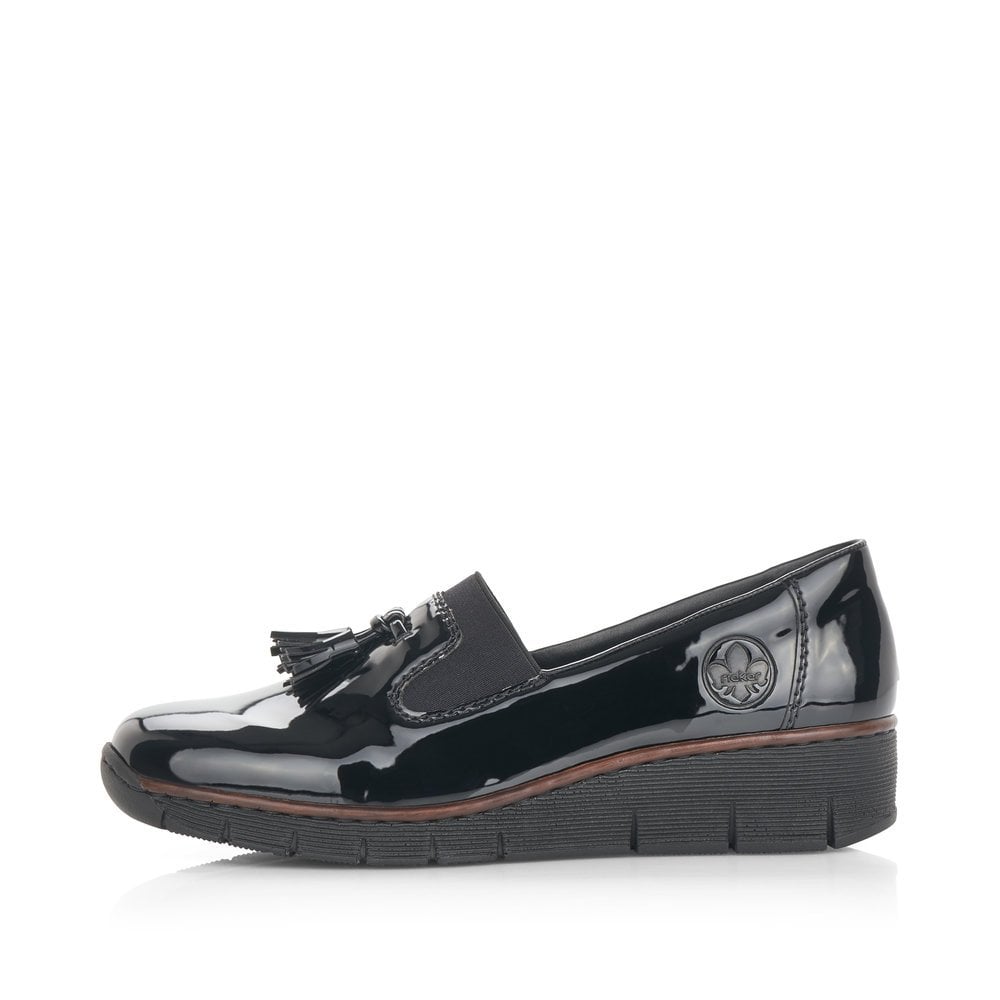 Rieker 53751 Slip On Patent Shoes - Black