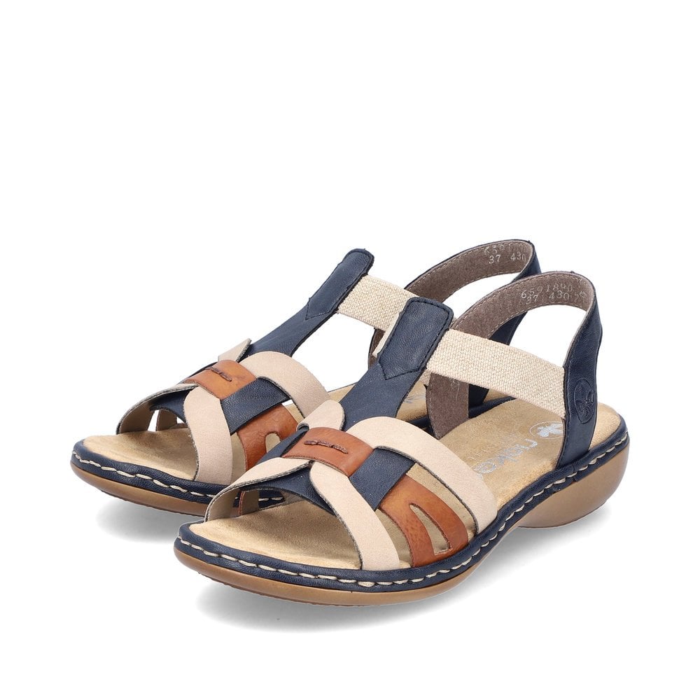 Rieker Navy/ Beige Mix Sandals 65918