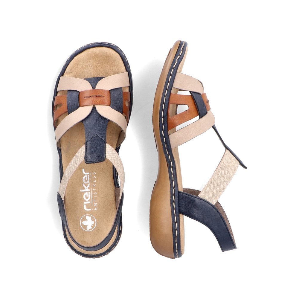 Rieker Navy/ Beige Mix Sandals 65918