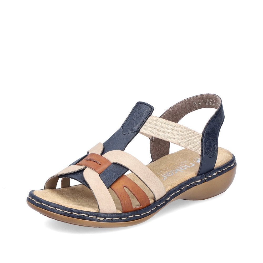 Rieker Navy/ Beige Mix Sandals 65918