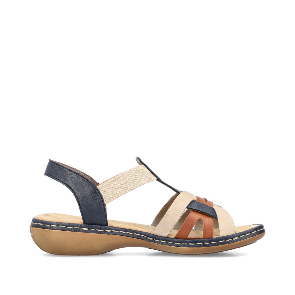 Rieker Navy/ Beige Mix Sandals 65918