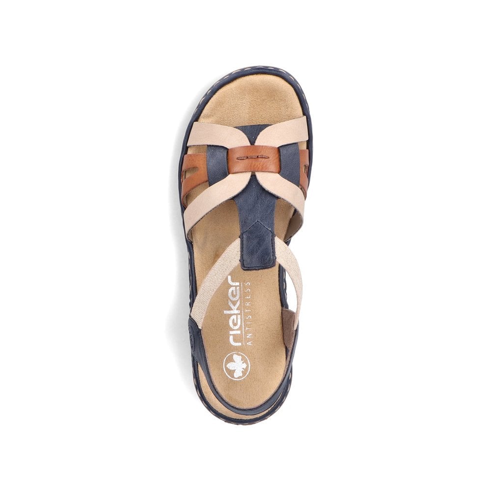 Rieker Navy/ Beige Mix Sandals 65918