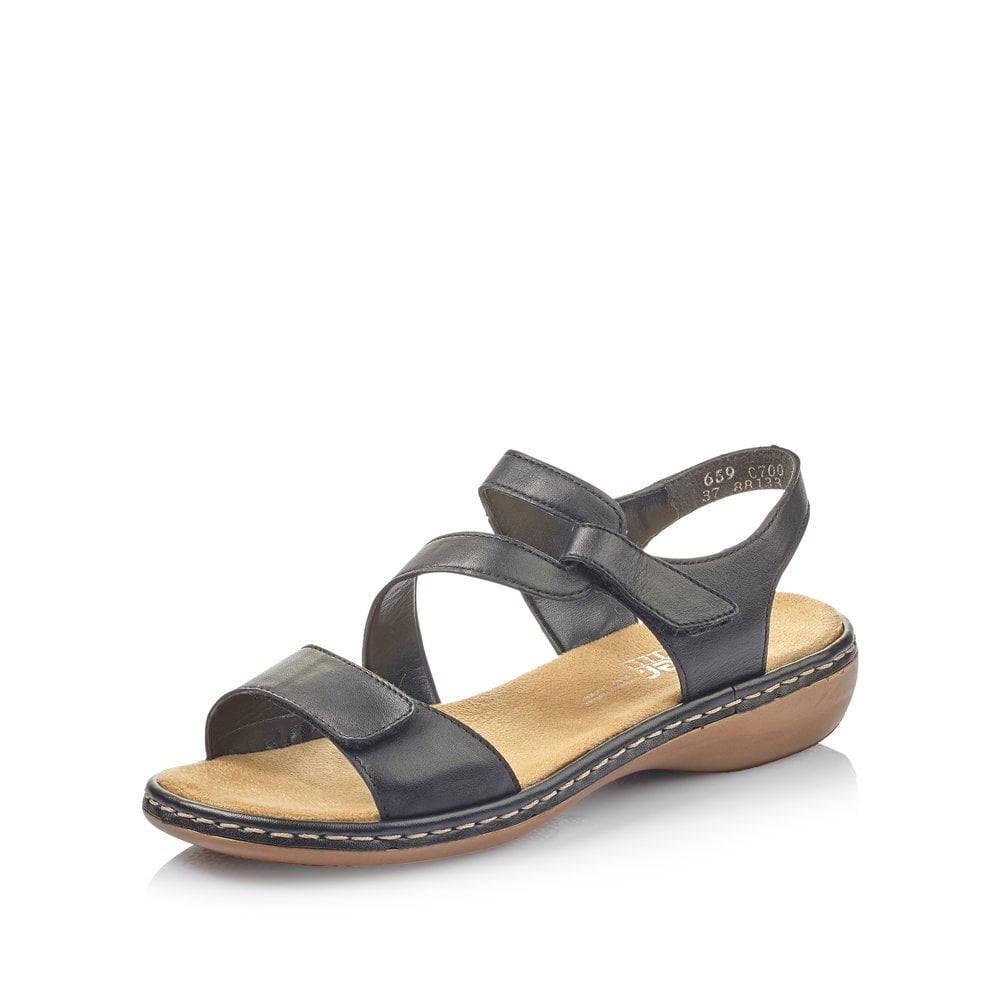 Rieker Black Sandals 659C7 - Black