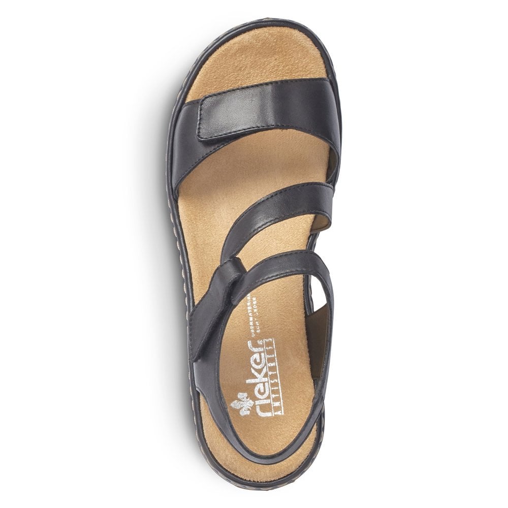 Rieker Black Sandals 659C7 - Black