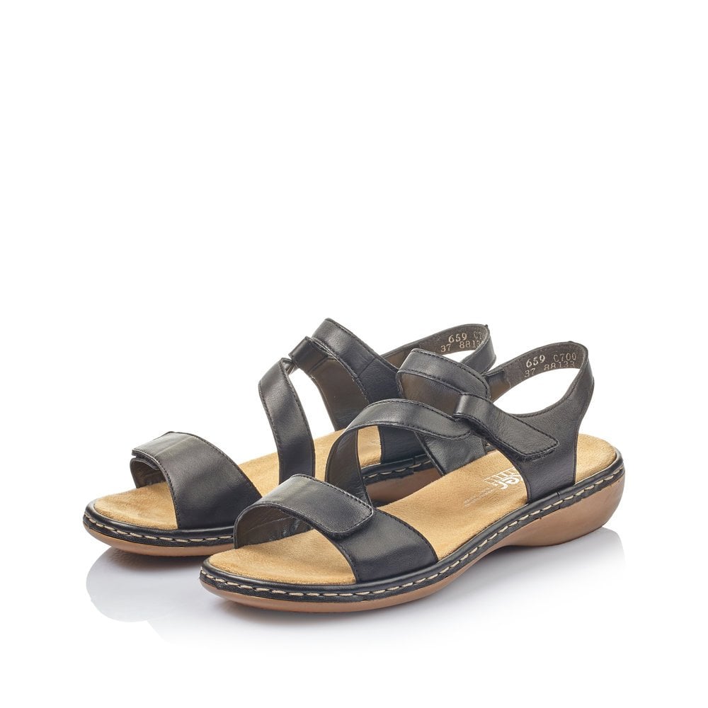 Rieker Black Sandals 659C7 - Black