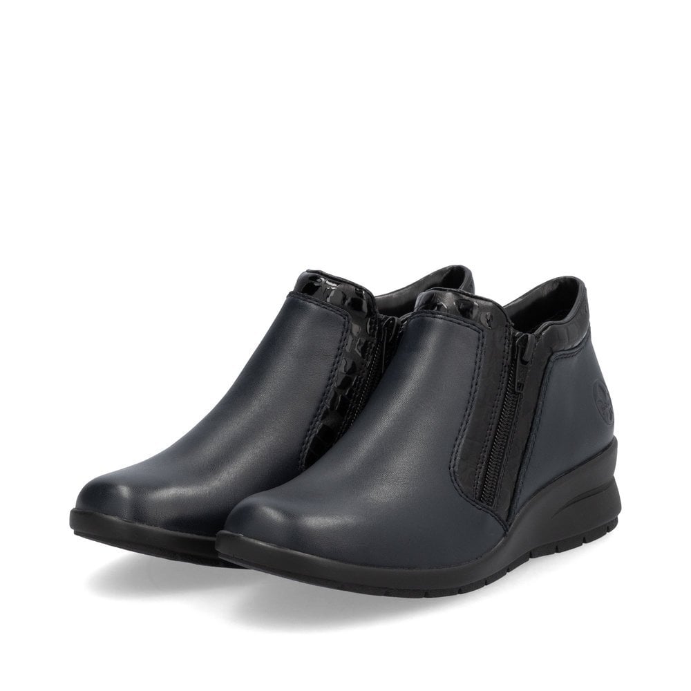 Rieker L4883 Ladies Ankle Boots - Navy Blue