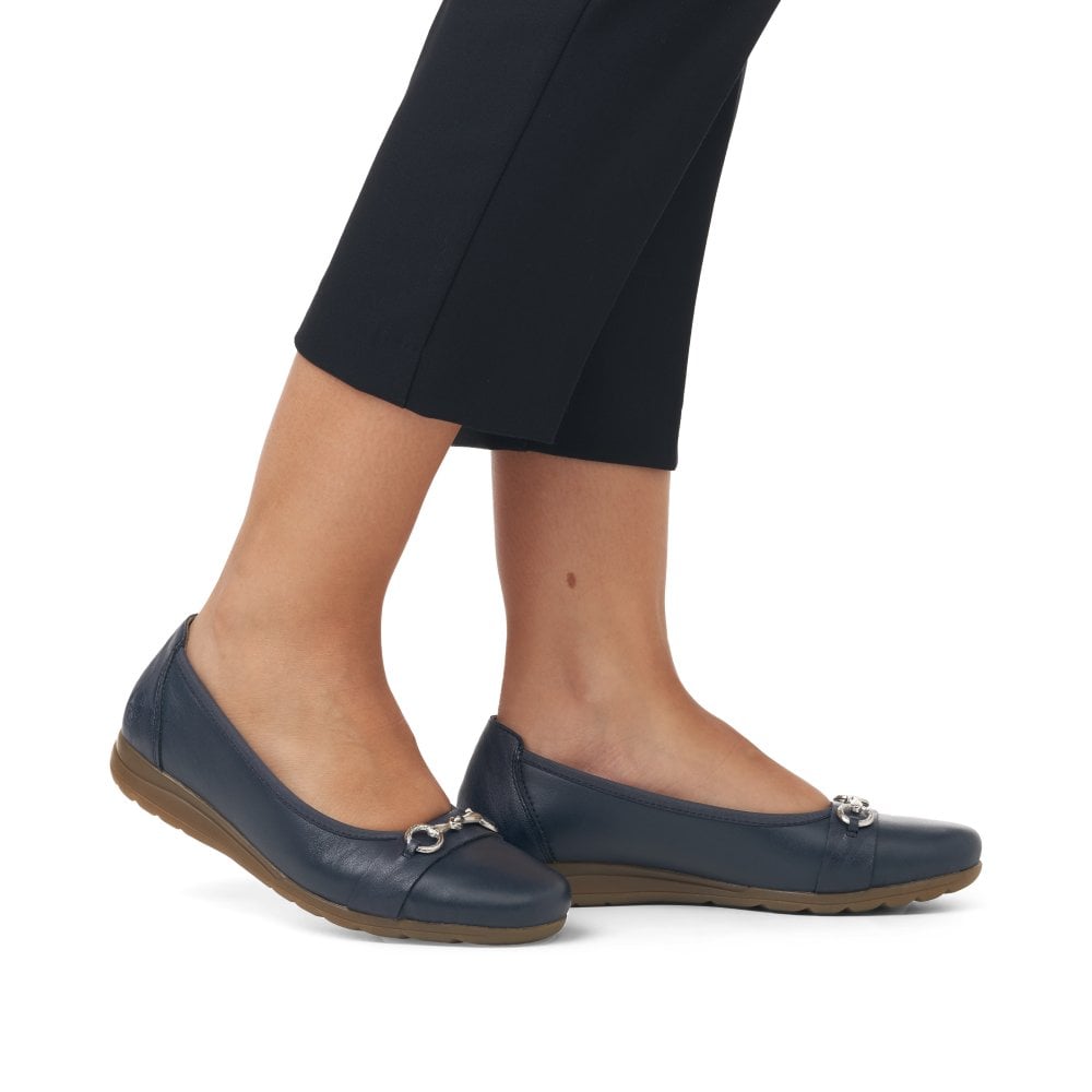 Rieker Leather Shoes L9360 - Navy