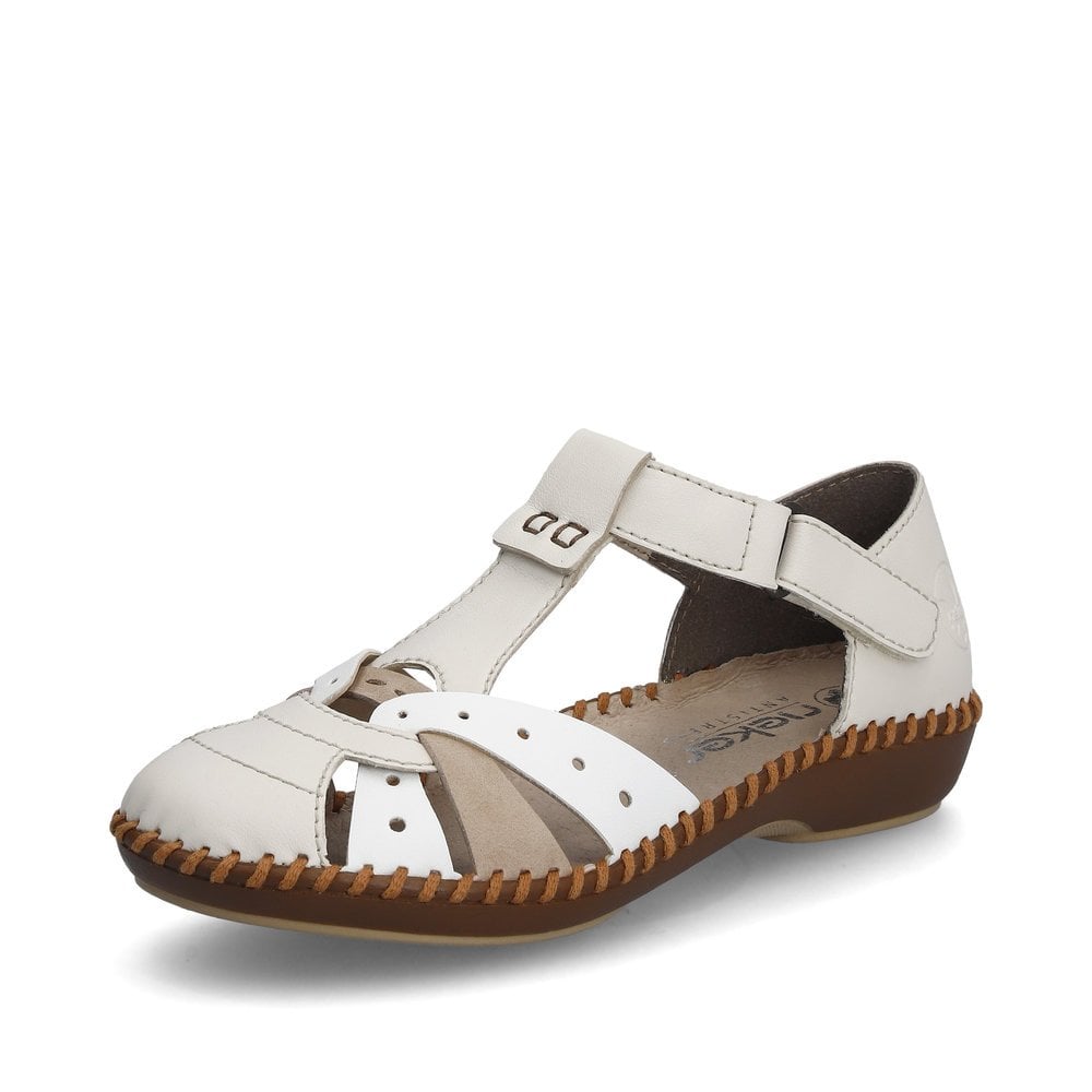 Rieker Leather Cut Out Shoes M1655 - Beige