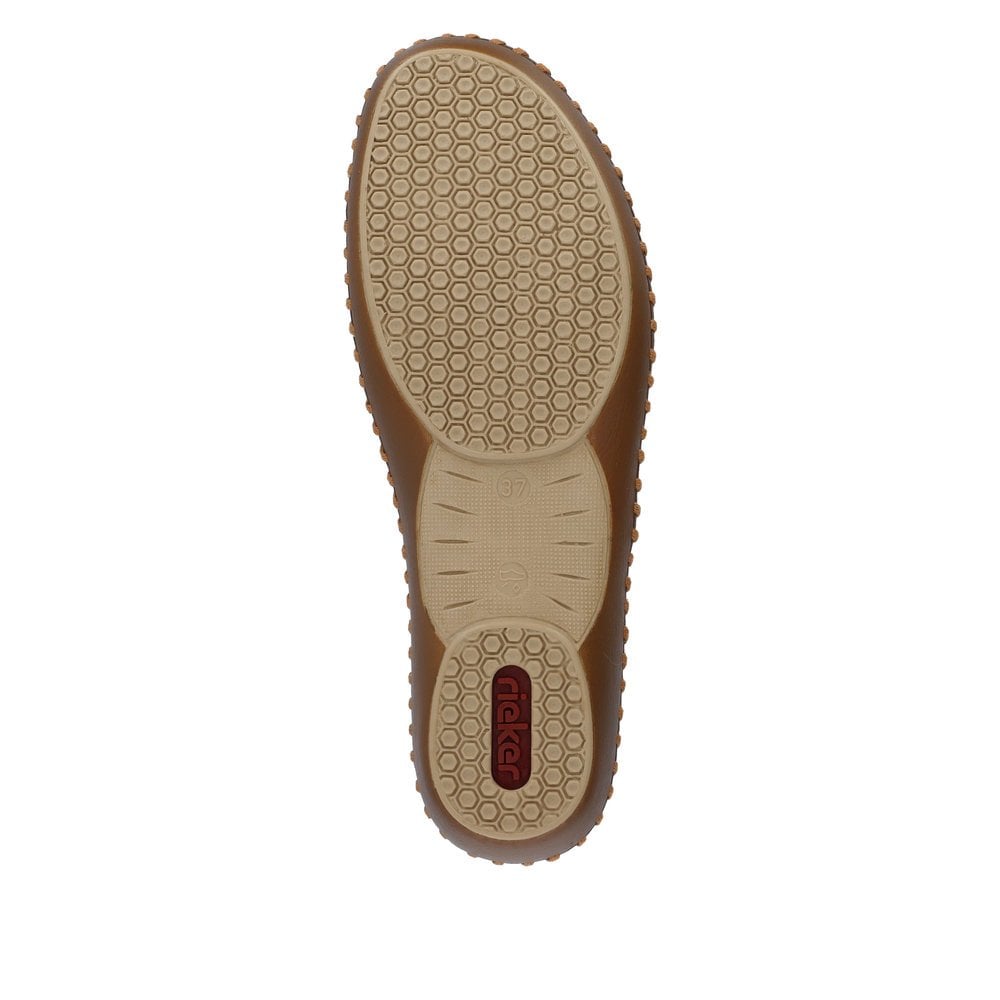 Rieker Leather Cut Out Shoes M1655 - Beige
