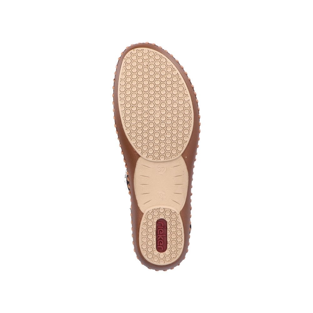 Rieker M1655 Ladies Leather Shoes - Navy/ Beige Mix