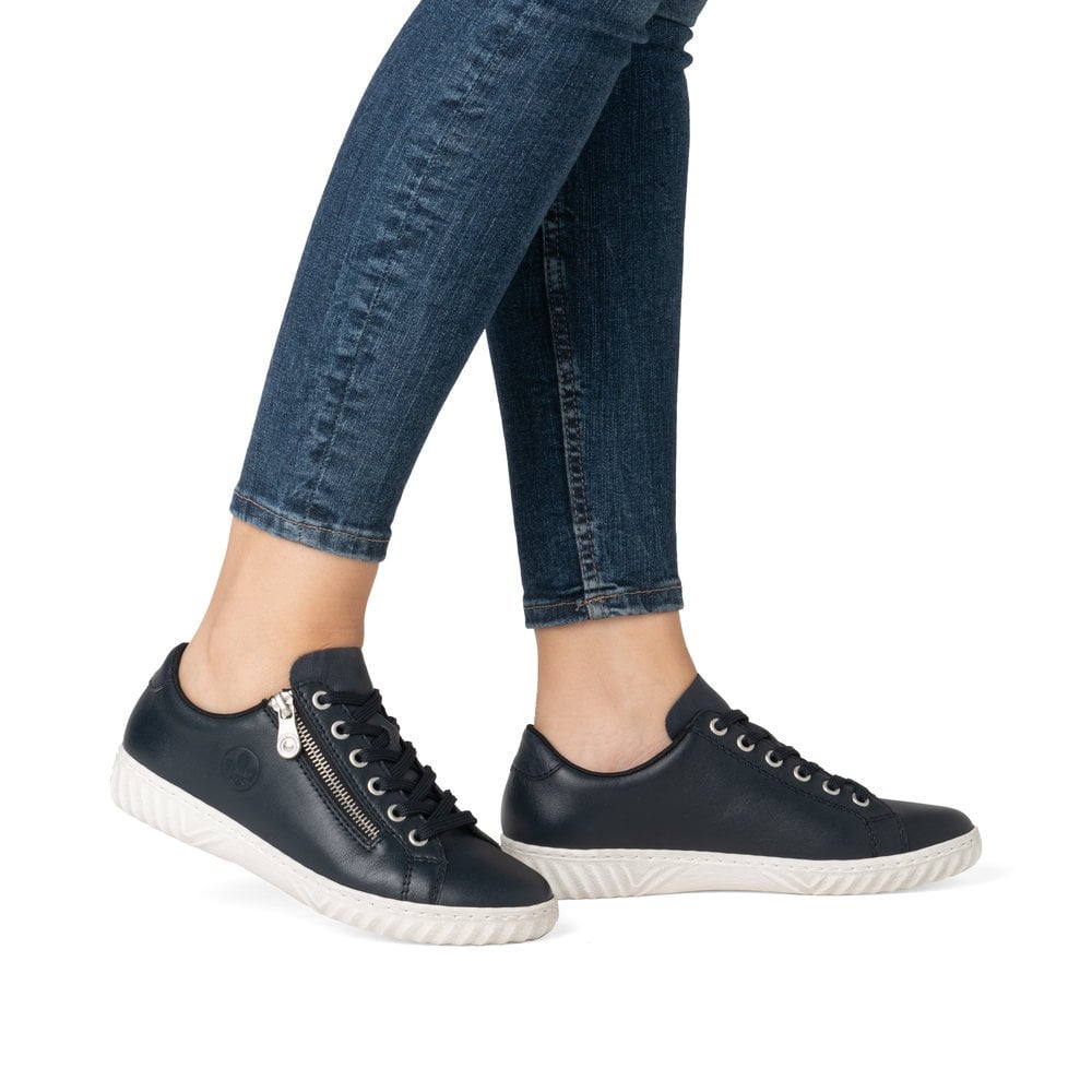 Rieker N0900 Ladies Lace Up Trainers - Navy