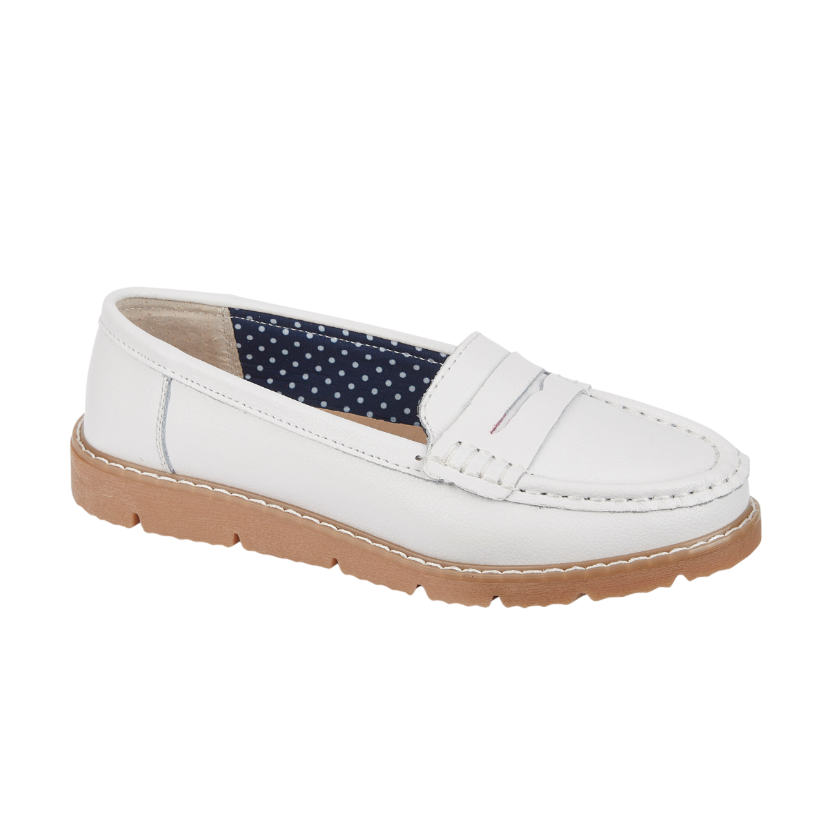 Shore Leather Loafers in White - sizes 4-8