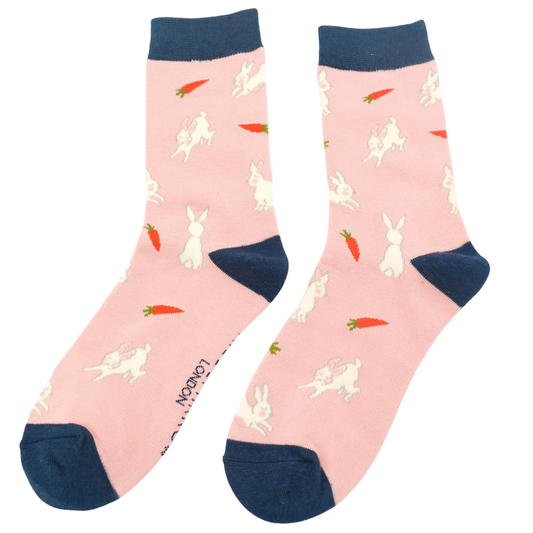 Miss Sparrow Bamboo Bunnies and Carrots Socks - Pink