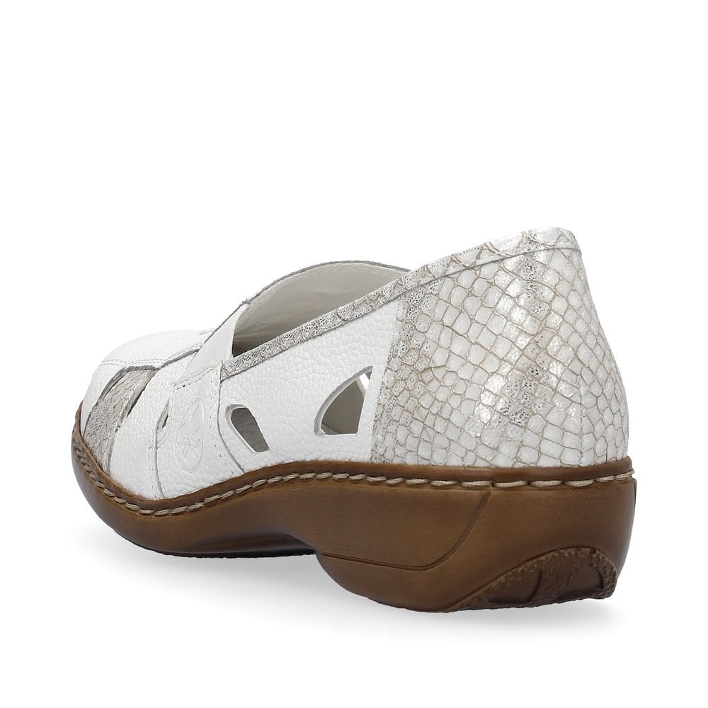 Rieker 41385 Ladies Elasticated Leather Shoes - White