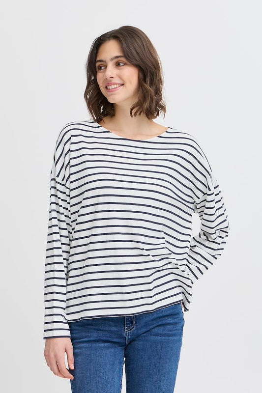 Fransa Siva Long Sleeve Top - White
