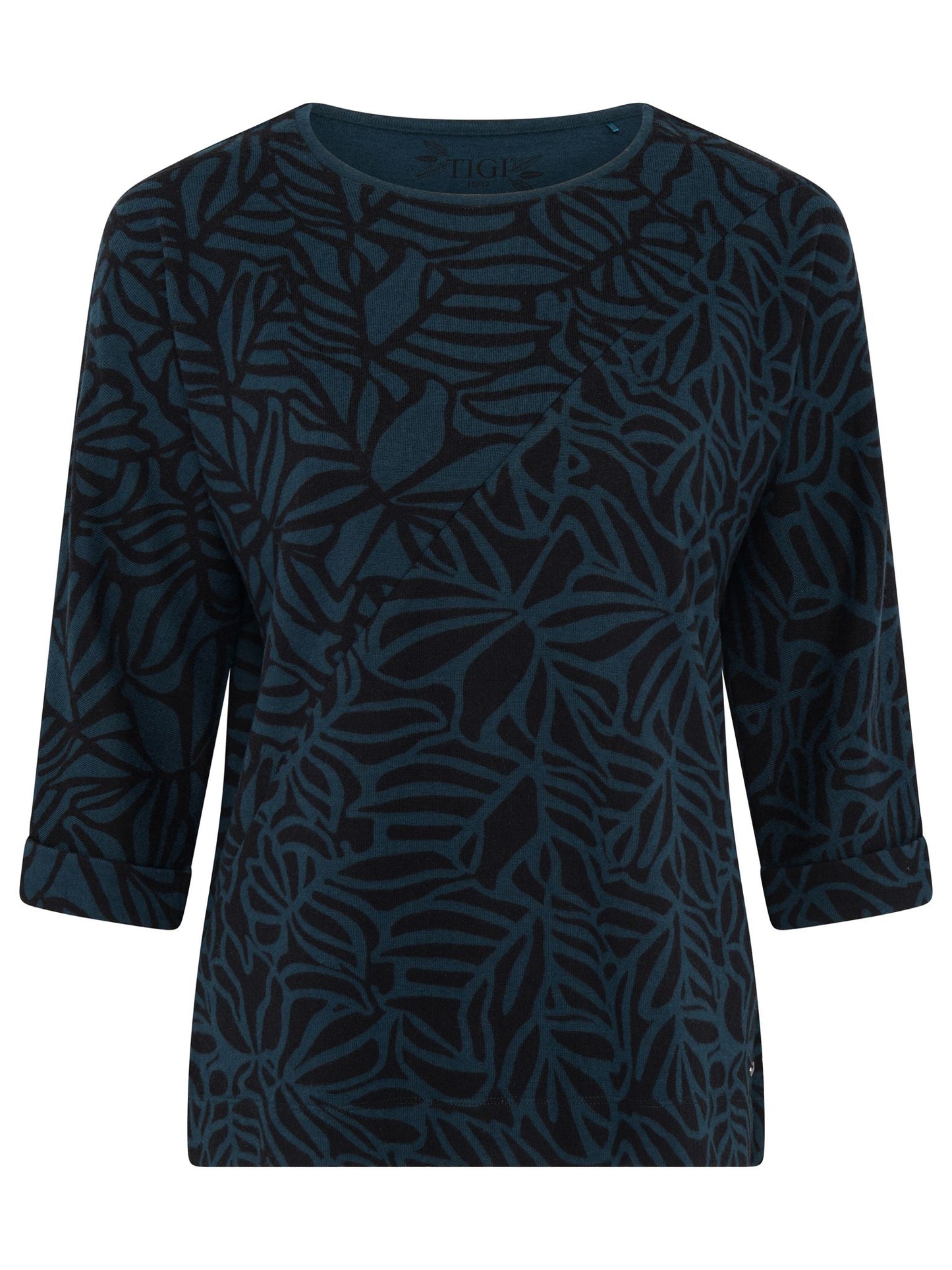 TIGI Panelled 3/4 Sleeve Top - Peacock