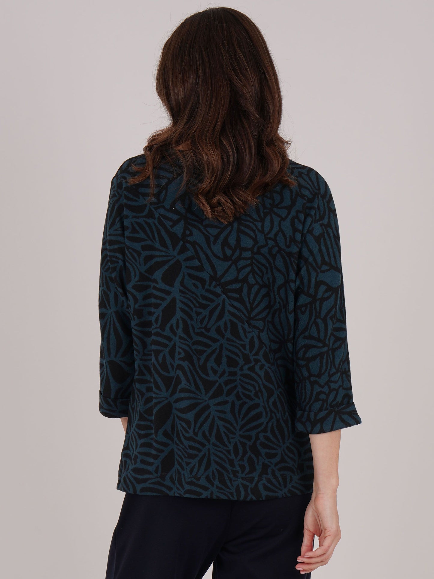 TIGI Panelled 3/4 Sleeve Top - Peacock
