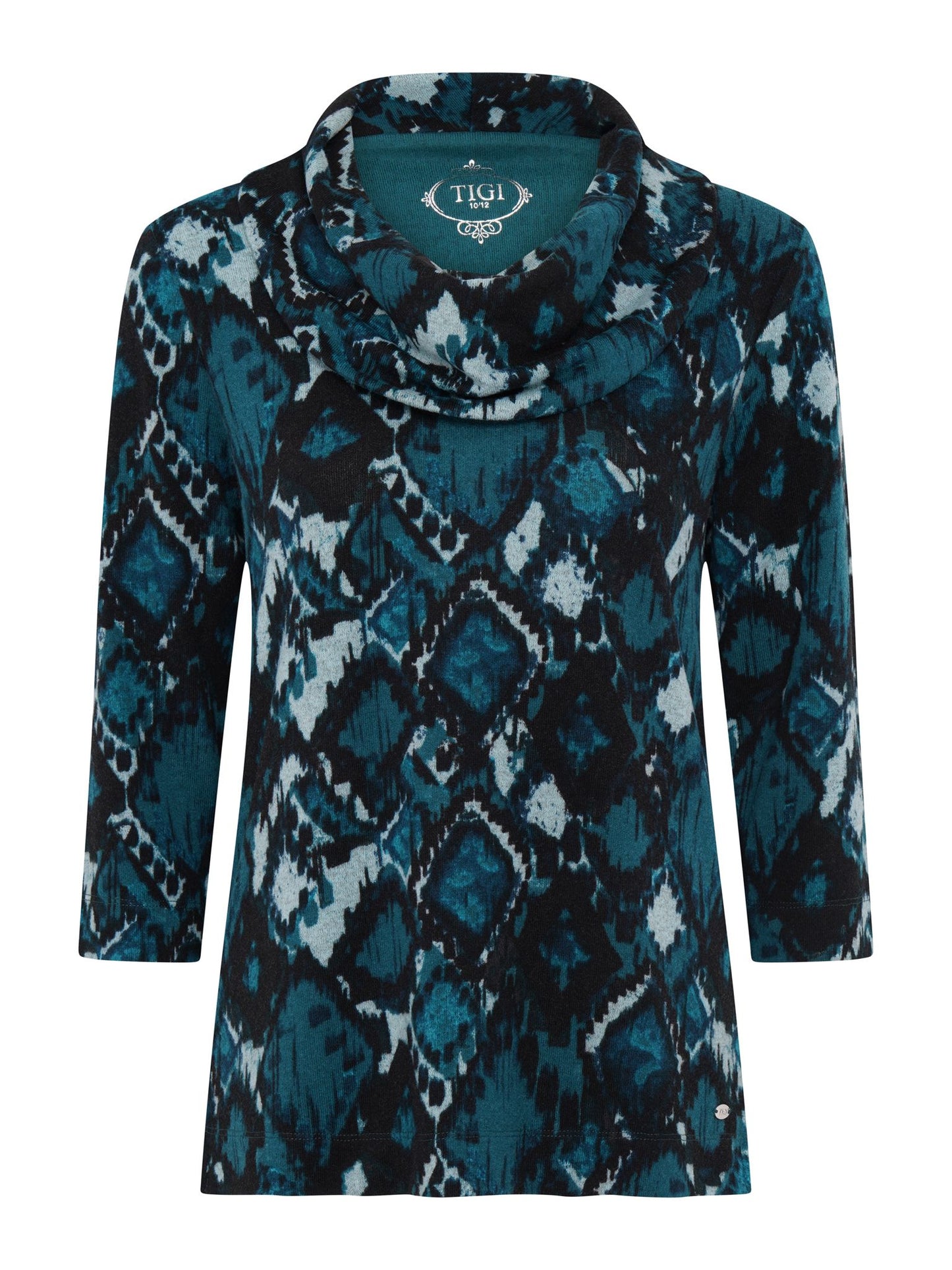 TIGI Tribal Print Cowl Neck Top - Everglade