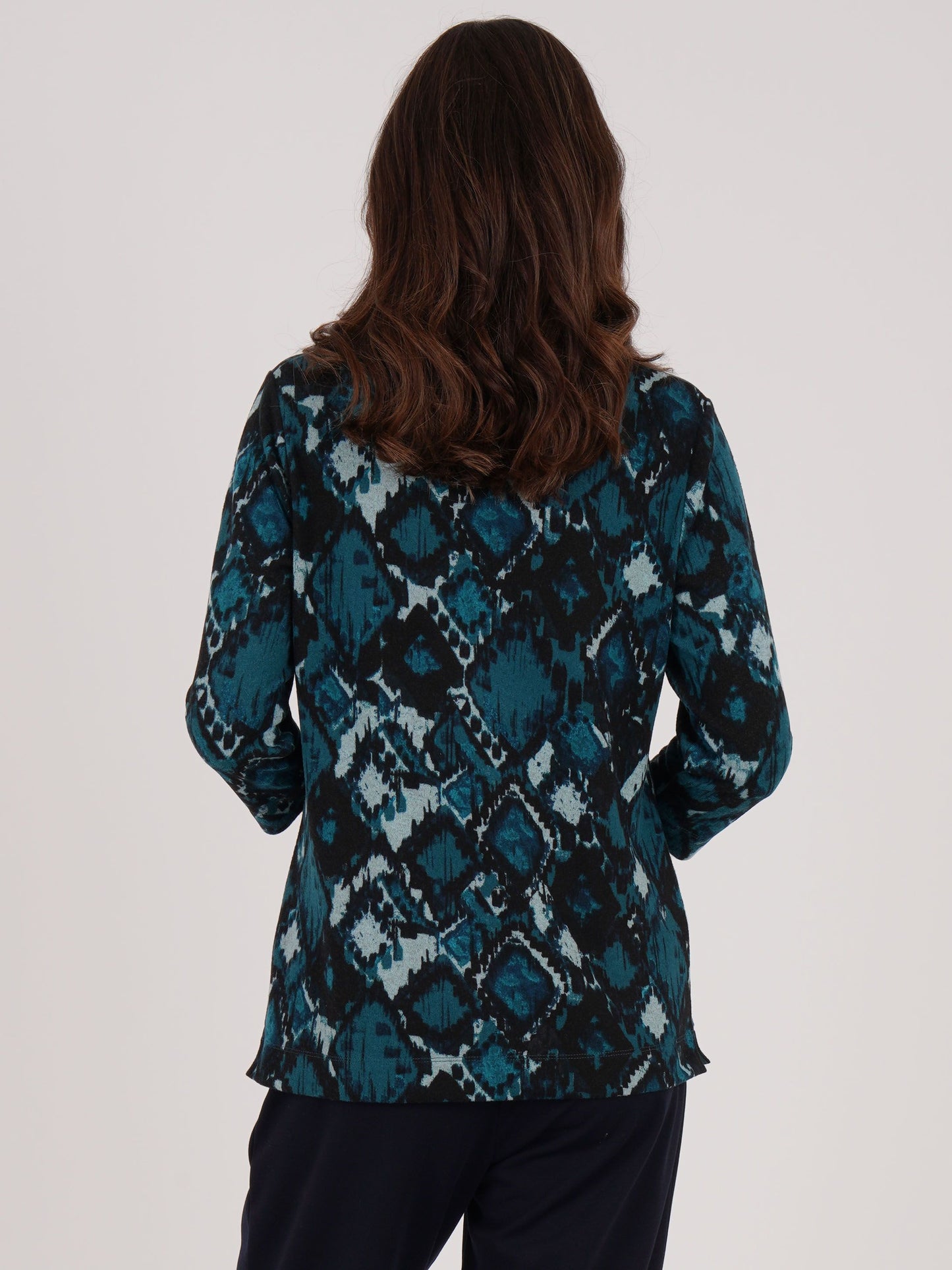 TIGI Tribal Print Cowl Neck Top - Everglade