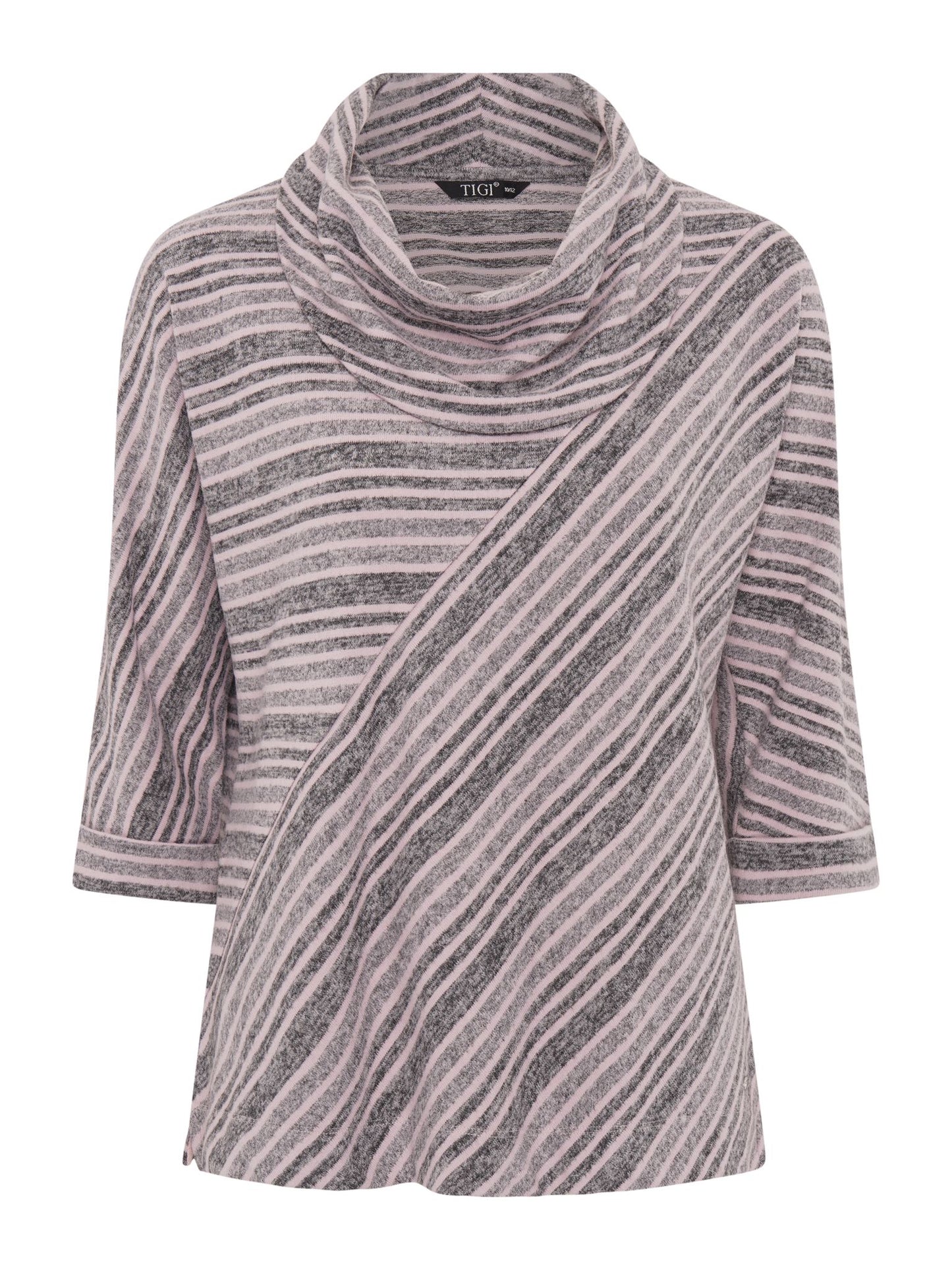 TIGI Stripe Panel Cut Cowl Neck Top - Rose