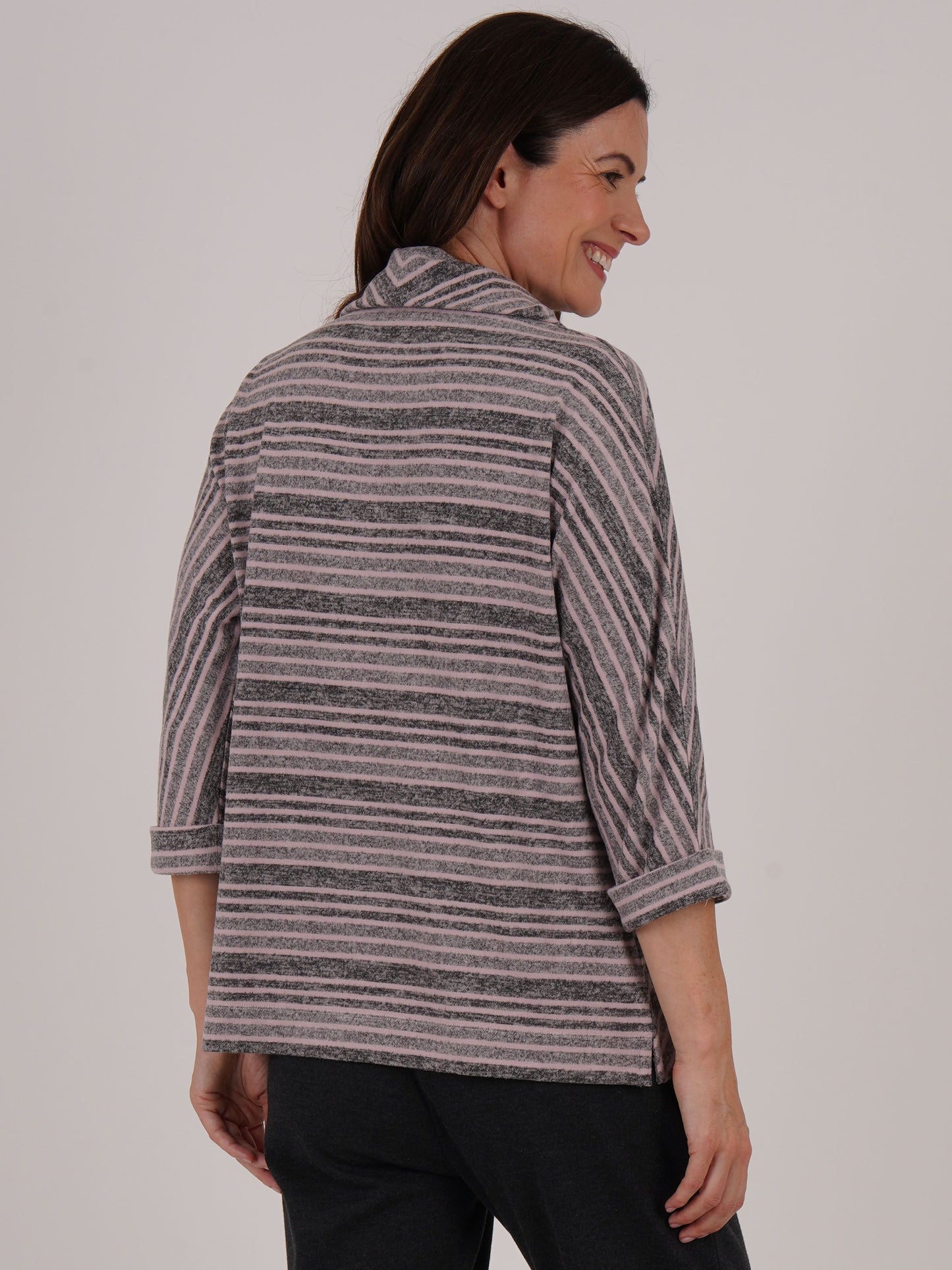 TIGI Stripe Panel Cut Cowl Neck Top - Rose