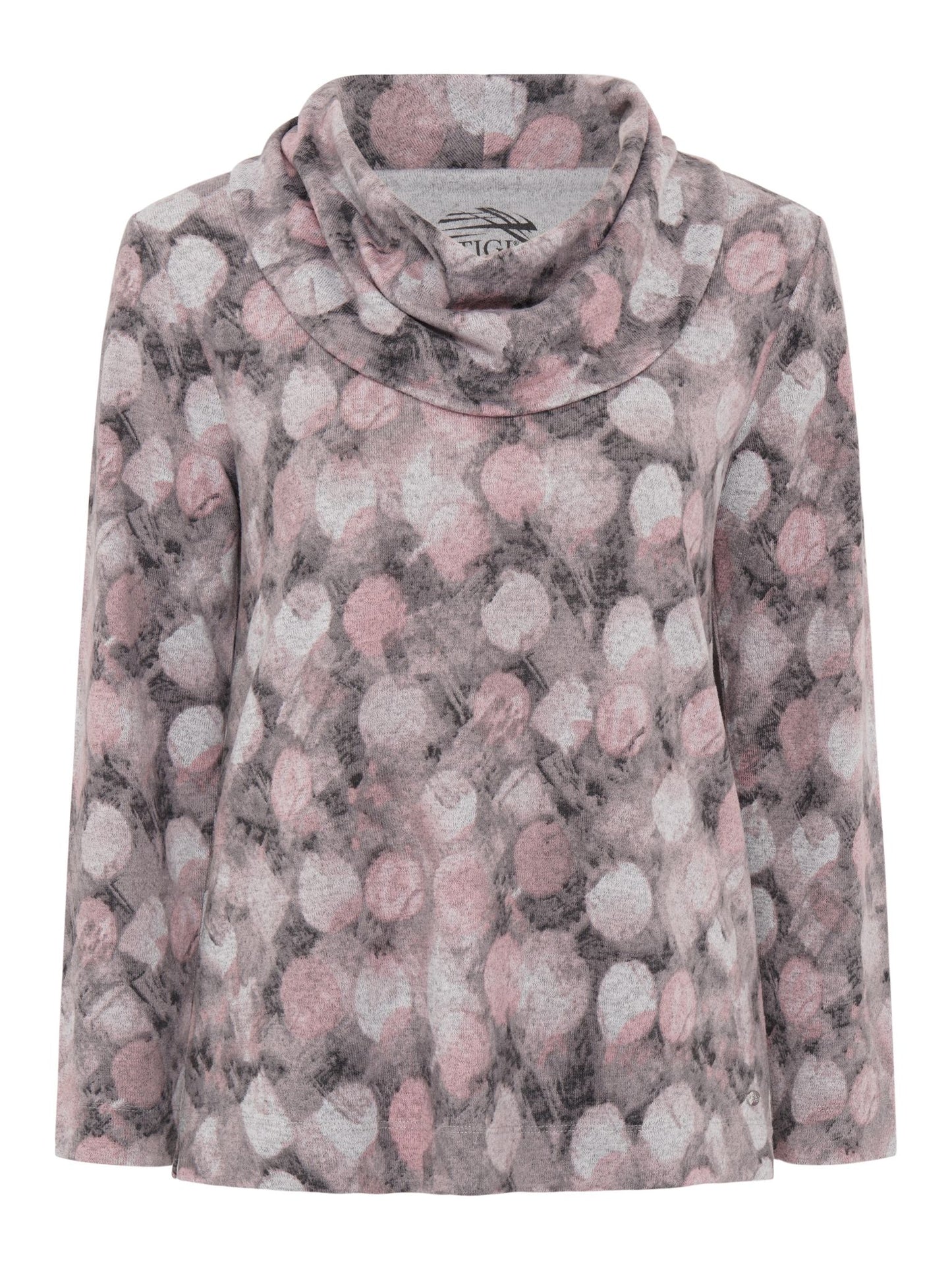 Tigi Blur Dot Print Cowl Neck Top - Rose Pink