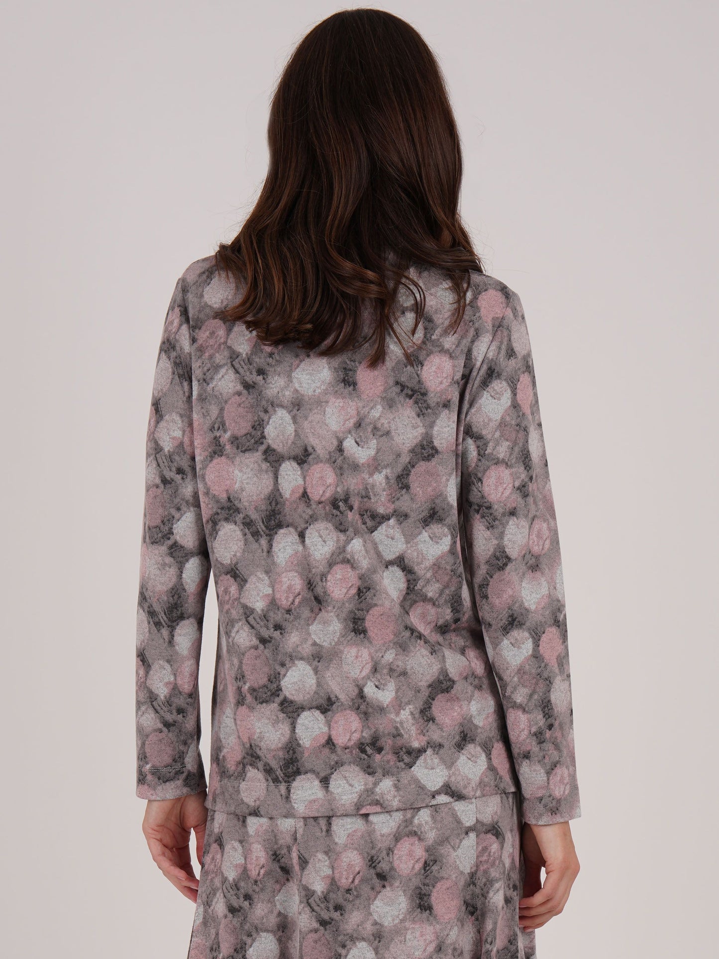 Tigi Blur Dot Print Cowl Neck Top - Rose Pink