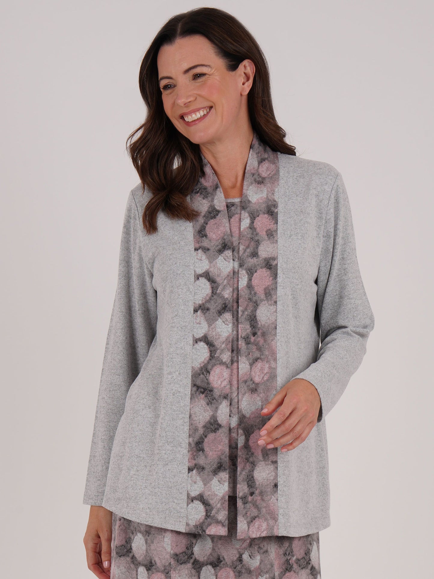 Tigi Blur Dot 2 in 1 Mock Cardi Top - Rose Pink