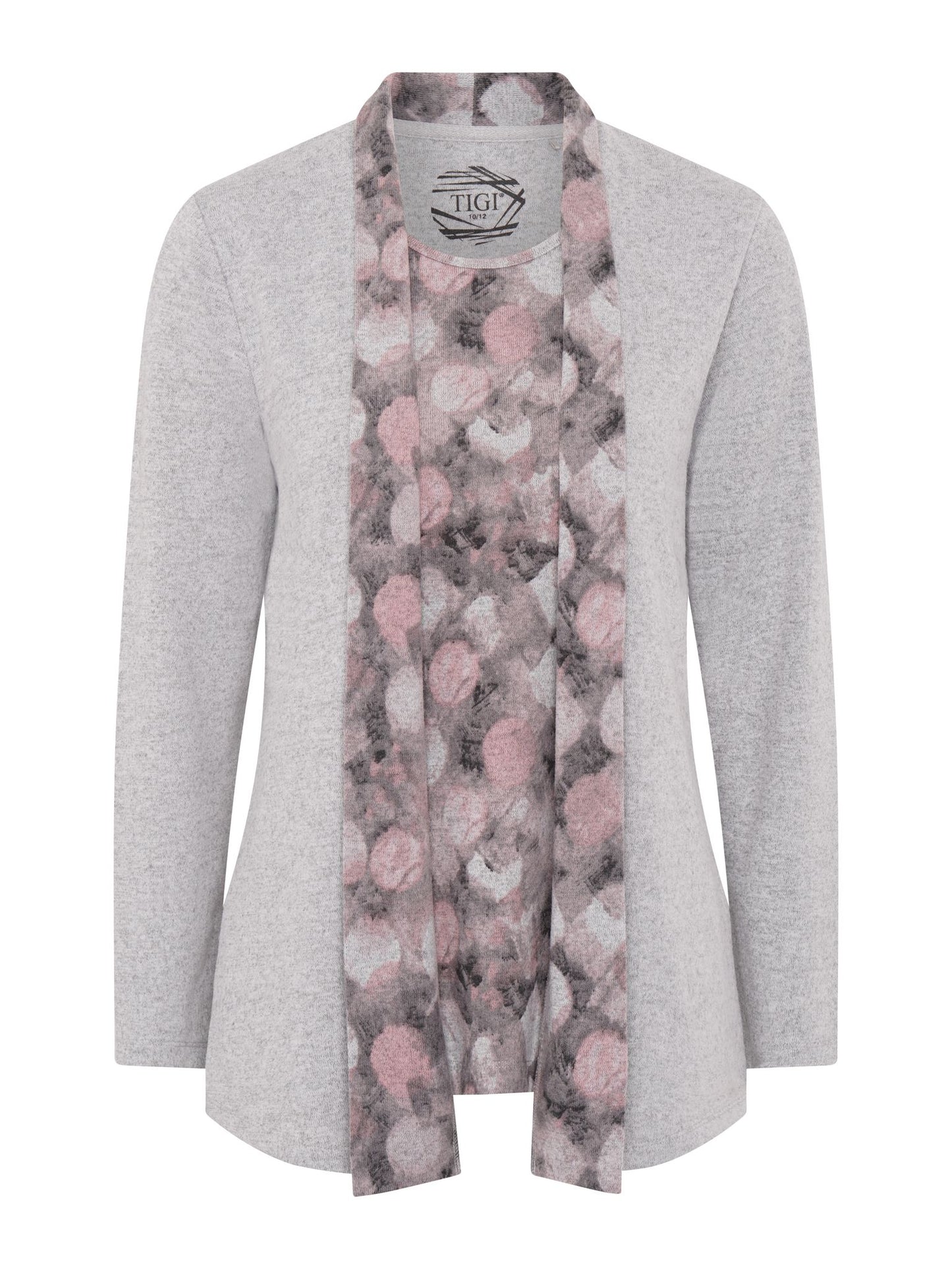 Tigi Blur Dot 2 in 1 Mock Cardi Top - Rose Pink