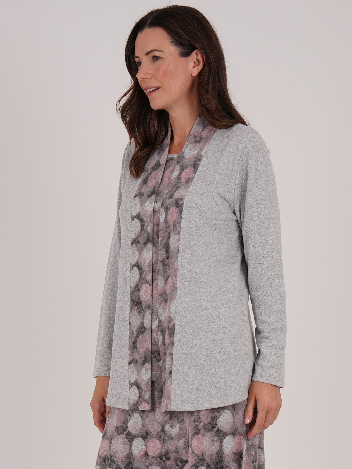 Tigi Blur Dot 2 in 1 Mock Cardi Top - Rose Pink