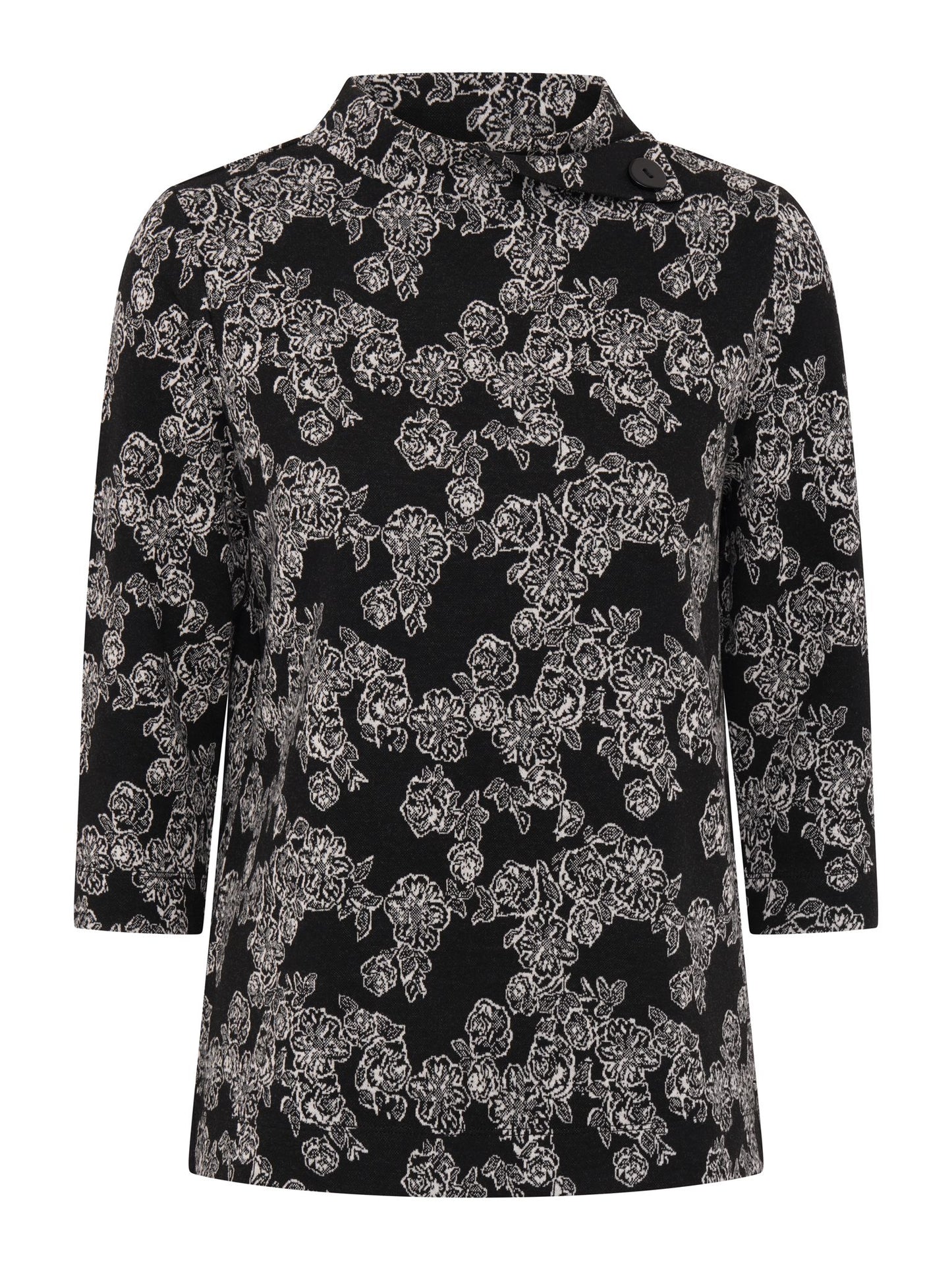 Tigi Mono Floral Jacquard Top - Black