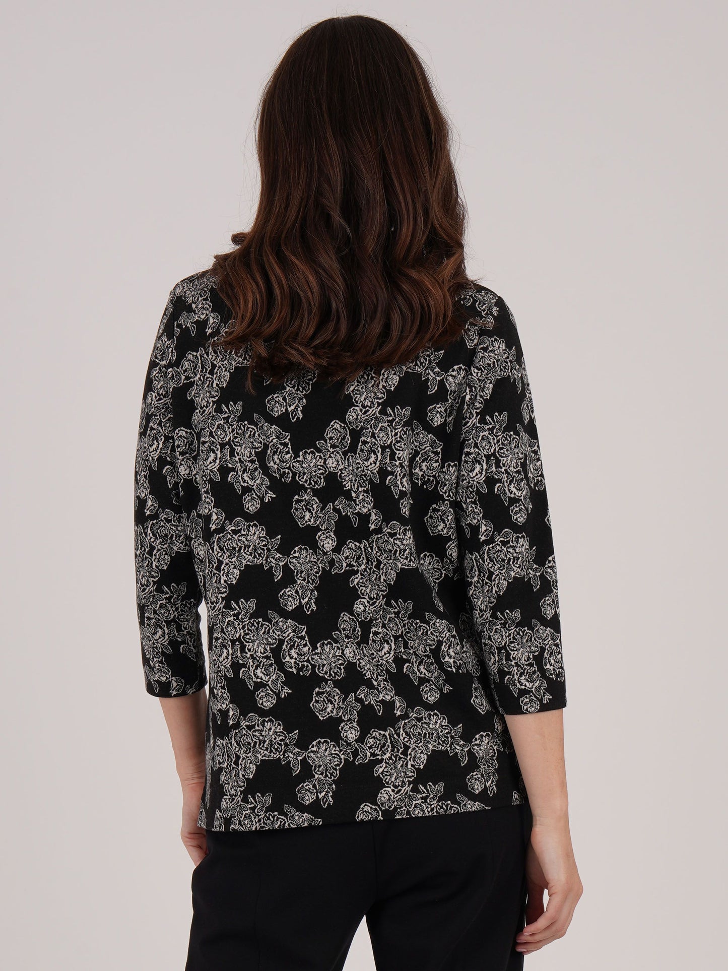 Tigi Mono Floral Jacquard Top - Black