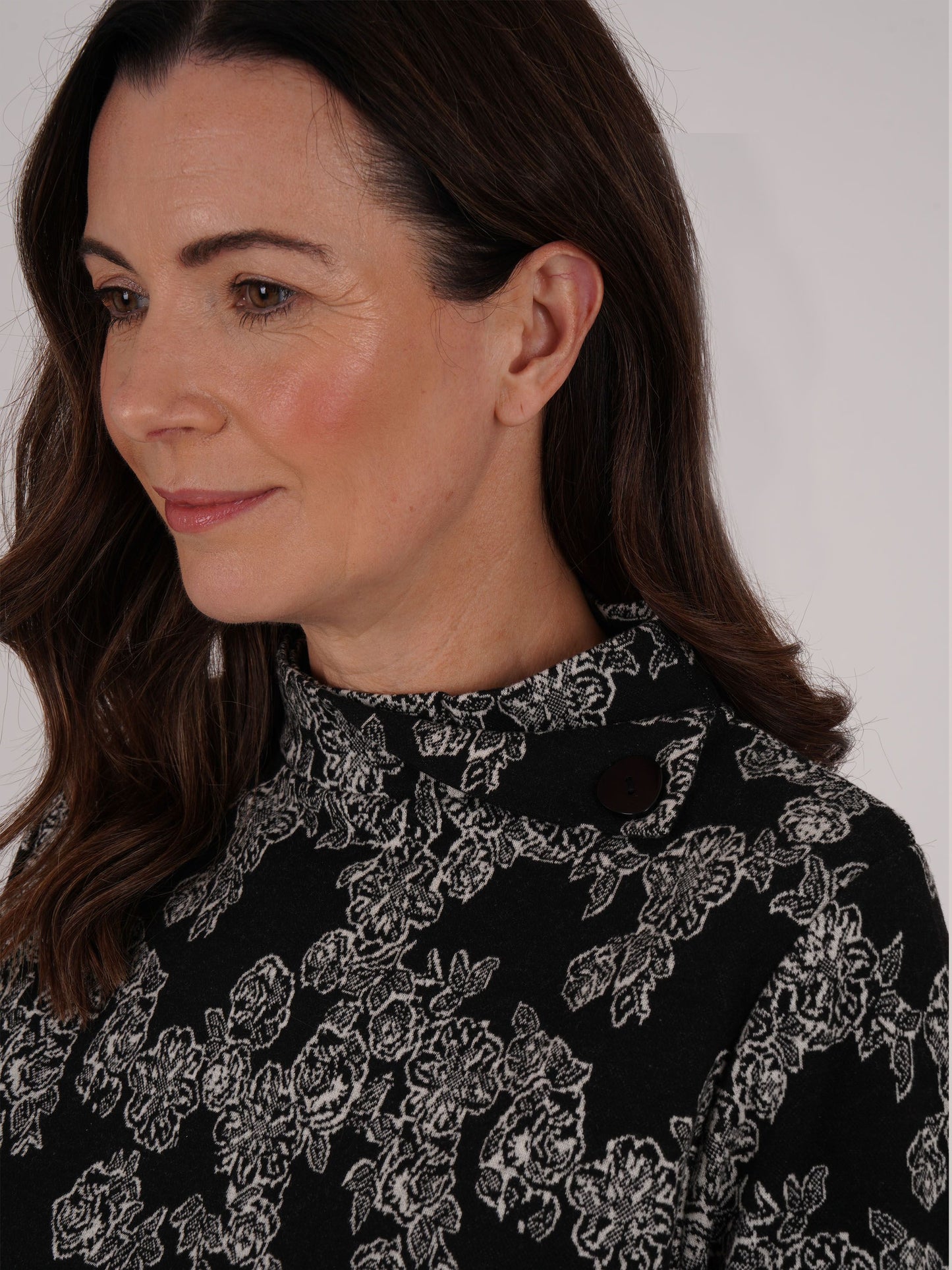 Tigi Mono Floral Jacquard Top - Black