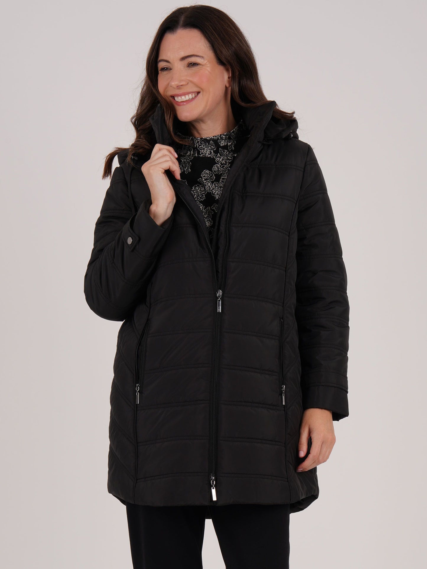TIGI Waisted Hooded Coat - Black