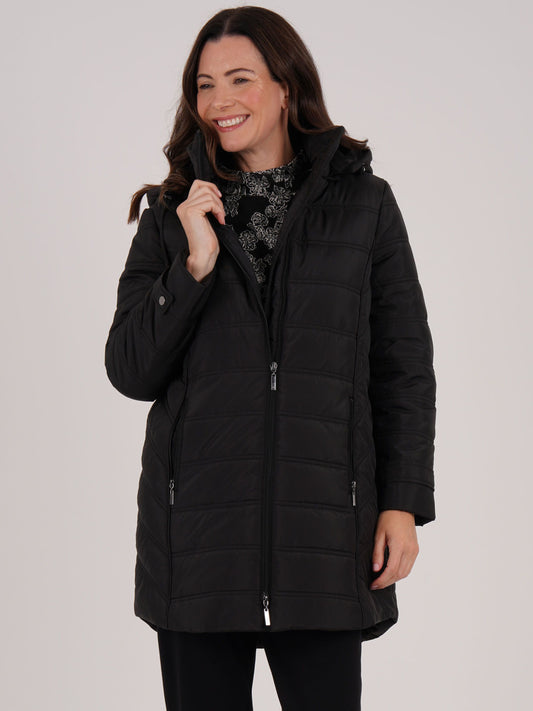 TIGI Waisted Hooded Coat - Black