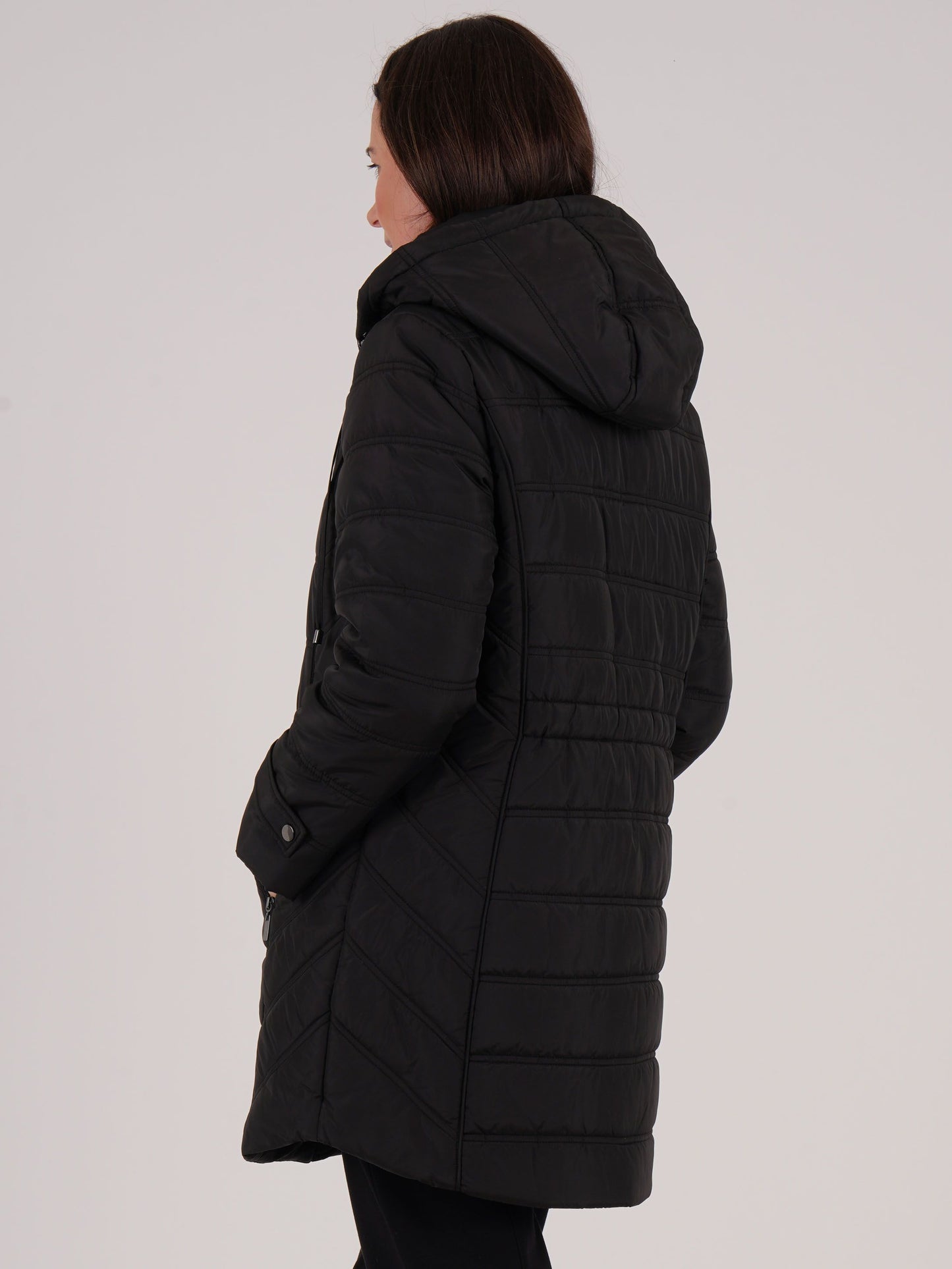 TIGI Waisted Hooded Coat - Black