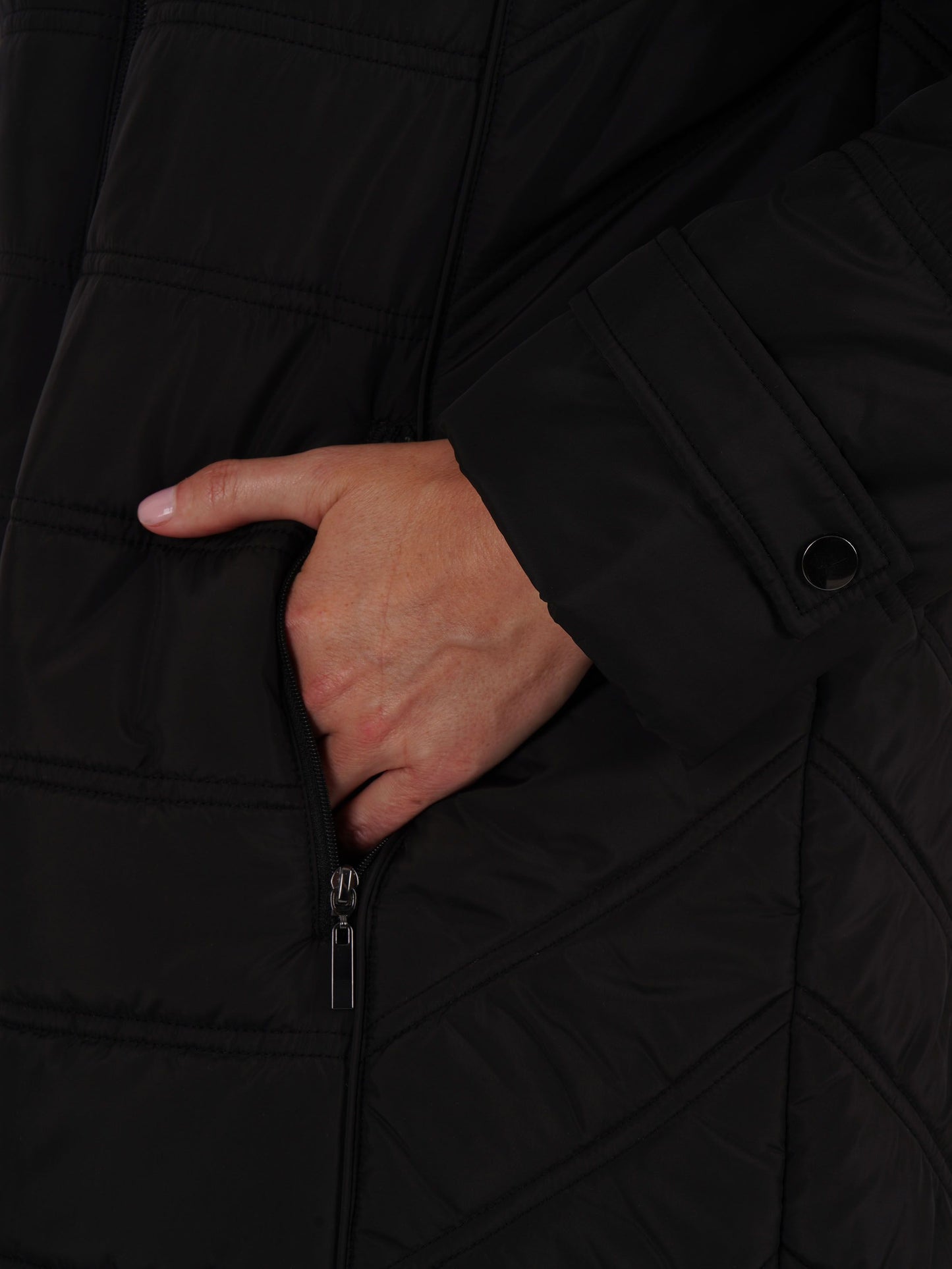 TIGI Waisted Hooded Coat - Black